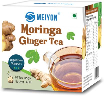 Meiyon Moringa Ginger Infusion Tea Bag ,Caffeine & Staple Free, moringa leaves Ginger Herbal Tea Bags Box
