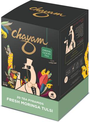 CHAYAM Moringa Tulsi Green Tea with Ginger - 100% Natural Wellness Tea Tulsi Green Tea Box