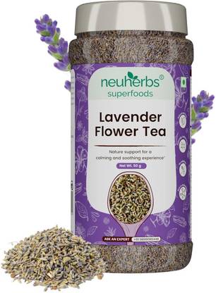 Neuherbs Lavender Flower Tea To Promote Relaxation & Soothing Experience | Caffeine Free Lavender Herbal Tea Plastic Bottle