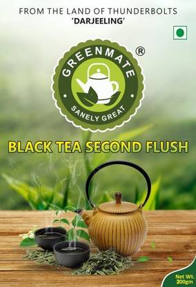 GREENMATE Darjeeling Black Tea Second Flush Leaves 200gm Unflavoured Black Tea Pouch