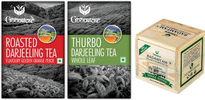 Goodricke Darjeeling Tea Combo- (Roasted + Thurbo + Badamtam Premium Organic| (100g x 3 )| Black Tea Box
