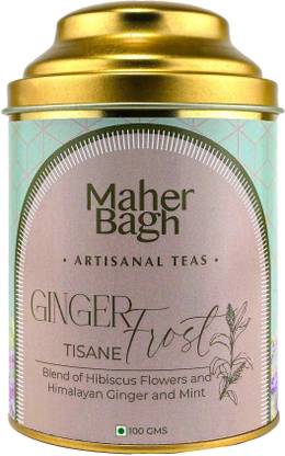Maher Bagh Ginger Frost | Loose Leaf | Makes 50 Cups | Zero Caffeine Herbal Tea Tin