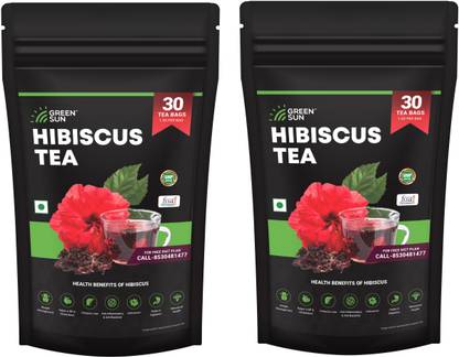 GREEN SUN Hibiscus Tea Health Benefits Weight Management |Digestion System and Menstrual Hibiscus Herbal Tea Pouch