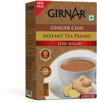Girnar GINGER CHAI INSTANT TEA PREMIX LOW SUGAR READY IN SECONDS Ginger Instant Tea Box