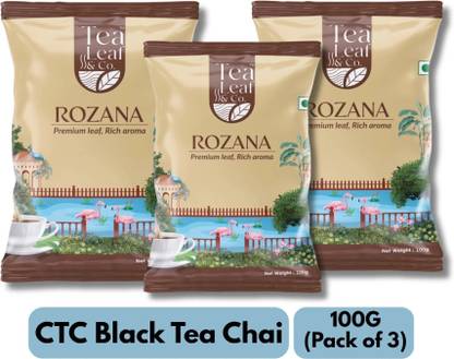Tea Leaf & Co. Rozana CTC Tea 100g Pack of 3 | Premium Black Tea for Strong Aroma & Bold Flavor Unflavoured Black Tea Pouch