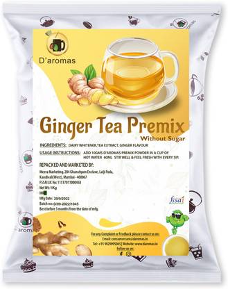 D'aromas Sugar Free Ginger Tea- 500g, Instant Sugarless Premix Tea Powder Ginger Instant Tea Pouch