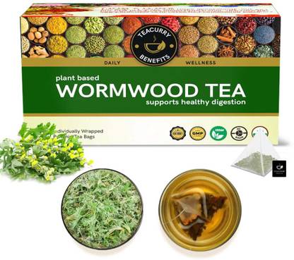 TEACURRY Wormwood tea – Helps with Digestion, Ulcer and Liver Care – Himalayan Artemisia Herbal Tea Bags Box