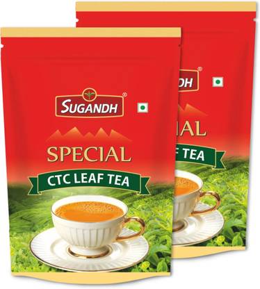 Sugandh Special CTC Leaf Tea 2 kg Pack of 2 x 1 kg Each Unflavoured Black Tea Pouch