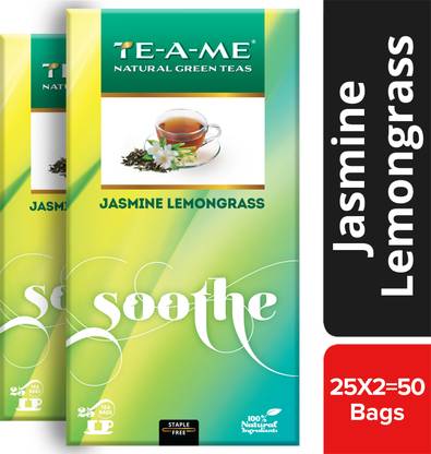 TE-A-ME Green Tea - Jasmine Lemongrass, 50 Tea Bags | Green Tea | Green Tea Bags Box