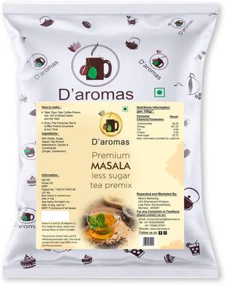 D'aromas Premium Masala Less Sugar Tea Premix Powder 3kg, Instant & Refreshing Tea Spices Tea Pouch