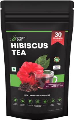 GREEN SUN Hibiscus Tea Health Benefits Weight Loss | Lower Blood Pressure and Colestrol Hibiscus Herbal Tea Pouch