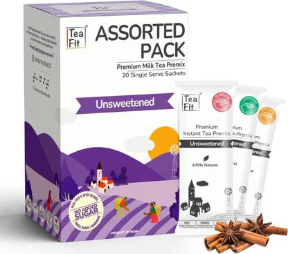 TeaFit Instant Tea Premix Ginger, Cardamom Assorted Instant Tea Box