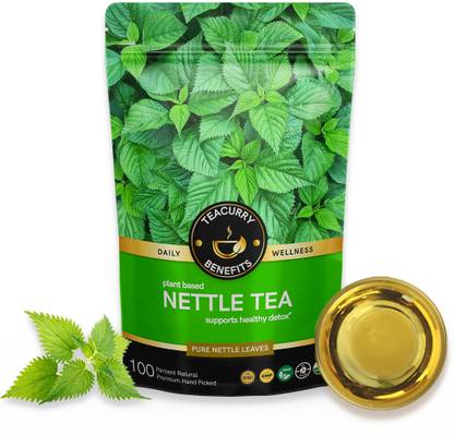 TEACURRY Nettle Himalayan Leaf Tea - 100 Gms Loose Tea + Infuser | Helps in Detoxify, Control Blood Sugar, Blood Purify Assorted Herbal Tea Pouch