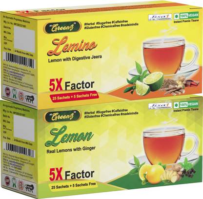 all greenz Lemon Ginger & Lemon Jeera.....Two Awesome Lemon Green Tea Variants Lemon, Liquorice, Ginger Instant Tea Box