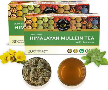 TEACURRY Himalayan Mullein Tea - Helps with Asthma, Lung Detox, Immunity and Easy Sleep Herbal Tea Box