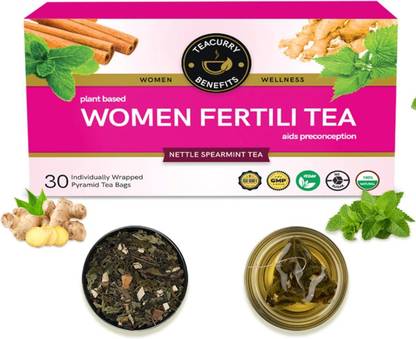 TEACURRY 60 Day Tea For Women | 30 Pyramid Teabags of Herbal Tea, 60 Cups | Promotes Assorted Herbal Tea Pouch