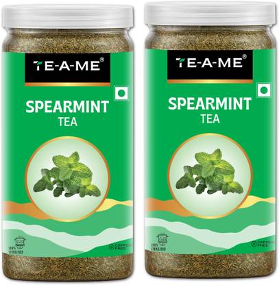 TE-A-ME Spearmint Loose Tea - 100g (Pack of 2) | Spearmint Leaves | PCOS, PCOD Support | Herbal Tea Plastic Bottle