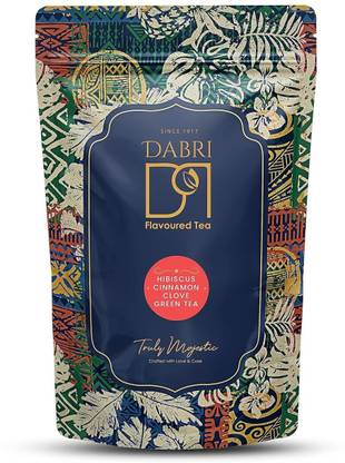 DABRI Hibiscus Cinnamon Clove green tea Loose Leaves for weight loss | Hibiscus Green Tea Pouch