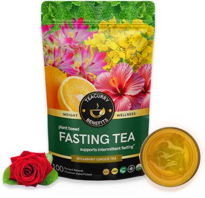 TEACURRY Fasting Tea - Intermittent Fast with Rich Taste & Boost Energy | 100% Vegan Assorted Herbal Tea Pouch
