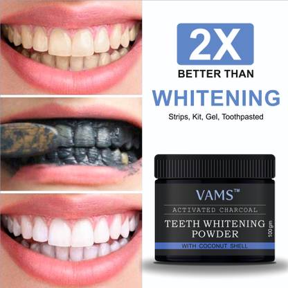 vams Activated Charcoal Teeth Whitening Powder | 100gm | Teeth Whitening Kit