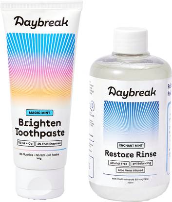 Daybreak Teeth Whitening Toothpaste & Alcohol Free Mouthwash combo|Fluoride & SLS Free Teeth Whitening Kit