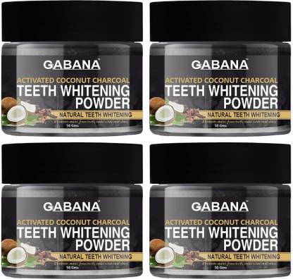 GABANA Coconut Shell Activated Charcoal Powder for Teeth Remove Yellow Stains - 50 Gms Teeth Whitening Kit