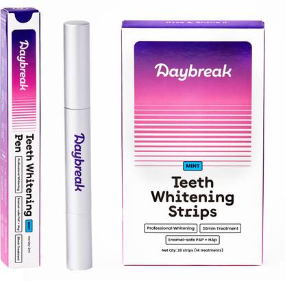 Daybreak Teeth Whitening Strips(28 Strips) + Whitening Pen(20 Applications) for Adults, Teeth Whitening Kit