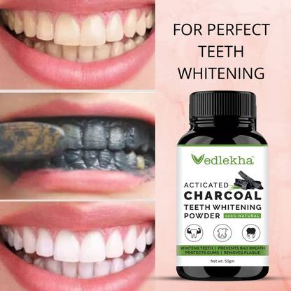 Vedlekha COCONUT SHELL CHARCOAL TEETH WHITINING POWDER REMOVES BAD BREATH AND CLEAN TEETH Teeth Whitening Kit