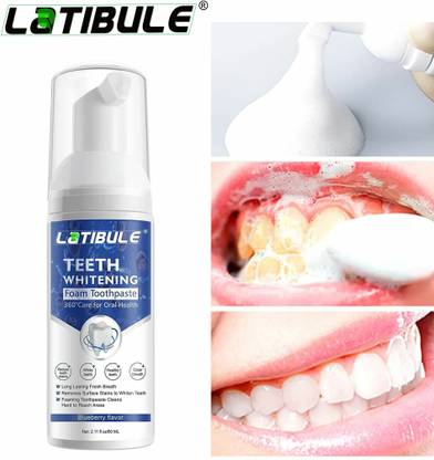 Latibule Teeth Whitening Mousse Foam Toothpaste Cleaning Gums Freshen Breath Teeth Whitening liquid