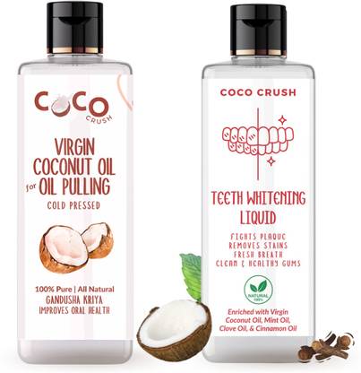 COCO CRUSH Combo of Ayurvedic Coconut Oil Pulling & Teeth Whitening Liquid (2*200ML) Teeth Whitening liquid