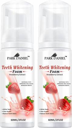 PARK DANIEL Teeth Whitening Strawberry Extract Foam Clean Germ Freshen Breath Pack 2 of 60ML Teeth Whitening liquid