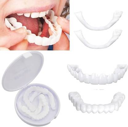 Tirth Enterprise Snap-On Instant Perfect Smile Comfort Fit Flex Teeth Veneers for Top and Bottom Teeth Wipe
