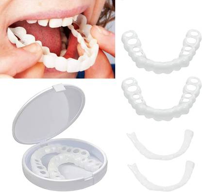 KEERTHI Upper & Lower Teeth Veneers - Simulation Braces Snap On Smile Tooth Cover Teeth Wipe