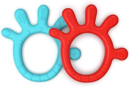 Cherilo Palm Shape Finger Teether, Baby Teething Toy, Chewable, Easy Grip (Pack of 2) Teether