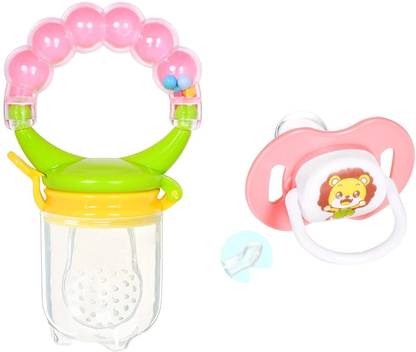 Justlist Combo of Fruit nibbler & Soother New Baby Food Pacifier Baby Nipple Feeder Silicone Pacifier Fruits Infant Feeding Supplies Soother Nipples - NBV-14 Teether and Feeder (Multicolor) Soother Teether and Feeder