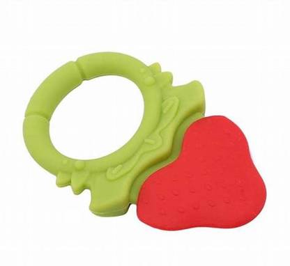 GREST Silicone Round Handle Fruit Shape Soft Teether / Pacifier For Baby (Strawberry) Teether