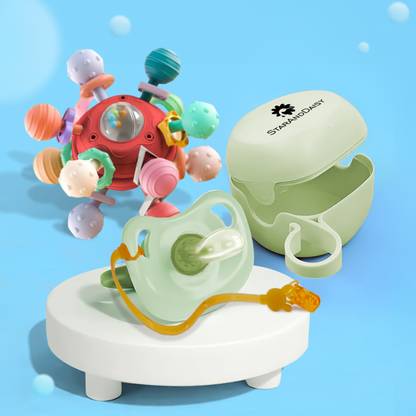 StarAndDaisy Newborn Silicone Sleeping Pacifier with Soft Teeth Rattle Ball Toys Soother