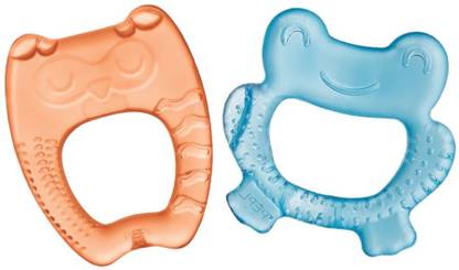 Beebaby Owl & Frog Water Filled Teether with Storage Case, 3M+, Pack of 2 Teether