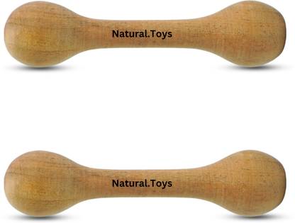 Natural.Toys Wooden Teether Dumbler Baby Chusni Sacker Soother Rattle Nibbler for Baby 2-PC Teether
