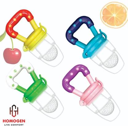 Homogen Silicone Baby Fruit Feeder Pacifier with Nipple Teether (Pack of 4) Feeder