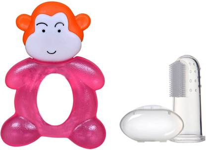 TINNY TOTS Baby Water Filled Teether With Soft Silicone Finger Brush BPA Free Teether