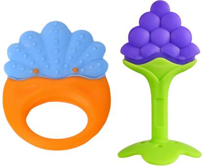 Jingle Kids Baby 2 Soft Silicone Molar Teething Toy Pain Relief For Newborns BPA Free Teether and Feeder