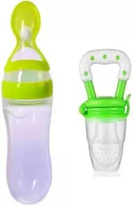 Hey Mini Pvt Ltd Spoon Feeding Bottle/Baby Silicone Food Nibbler for (Milticolor) Teether and Feeder