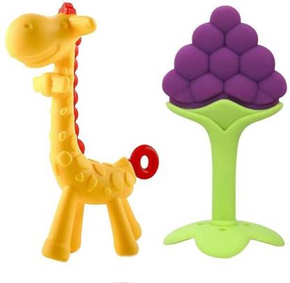 Vadhavan Giraffe Shape Teether and Fruit Shape teether BPA Free for Baby/Toddlers Teether
