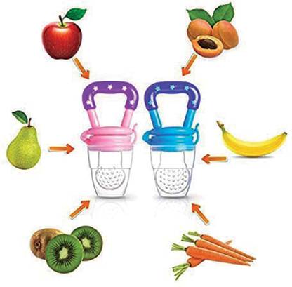 Wagwanfly 2Pc Baby Pacifier Food Feeder Silicone Fresh Fruit Milk Nibbler Feeding Safe Kid Teether and Feeder