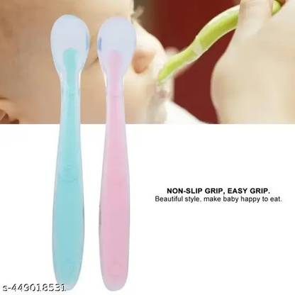 KidzComfy Silicone Spoon Set – Soft, Safe, and Durable Baby Feeding Spoons (Set of 2) Feeder