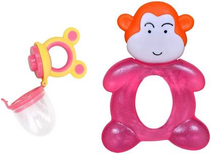 TINNY TOTS Baby Water Filled Teether & Silicone Fruit Nibbler Soother Teether and Feeder