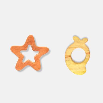 erenjoy Eco-Friendly Neem Wood Teethers - Star and Mango Shapes Teether