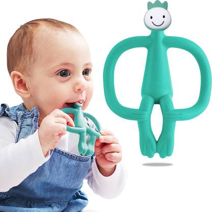 Bembika Baby Teether Toys Monkey Shape, Baby Teether Silicone For Teething -(Teal). Teether