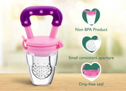 DIVYA MART Slicon Food /Fruit Nabbler With Extra Mesh, Soft Pacifier Feeder (Pink) Teether and Feeder